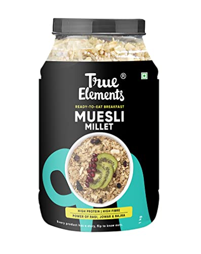 True Elements Millet Muesli 1kg - Certified Gluten Free | Diet Food | Loaded with 40% Millets | Muesli No Added Sugar | Fibre rich muesli