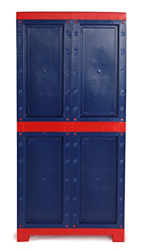 Supreme Fusion Multi Purpose Plastic Cupboard for Home (Medium Size, Coke Red & Blue)
