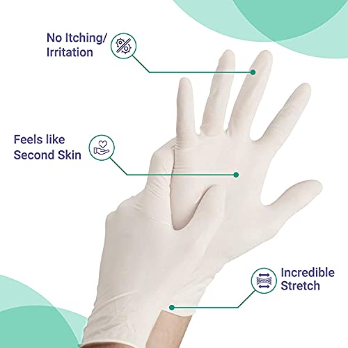 Kashi Surgicals Latex Powdered Examination Disposable Hand Gloves - Medium, White Pack of (80 Pieces / 40 Pairs)