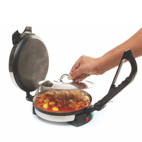 Hilton 2 in 1 Upgraded Roti Maker Cooking Pan (Multi-Utility) With Stainless Steel Lid High Grade Low Power Consumption Portable Quick And Fast Cooking New 2023 Upgraded Model