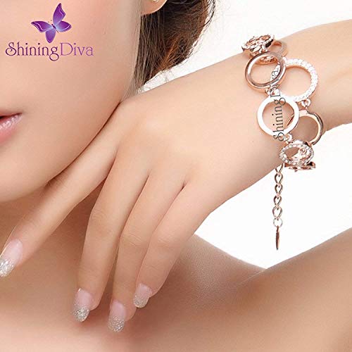 Shining Diva Fashion Latest Collection Gold Plated Combo of 2 Bracelet for Women and Girls (Rose Gold) (cmb285_8306b_9556b)