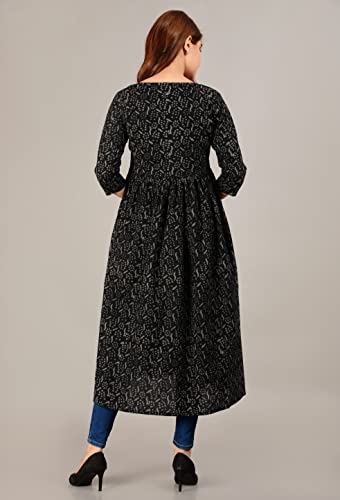 Amazon Brand - Anarva Jaipuri Cotton Long Printed Shrug for Women (Black & White)