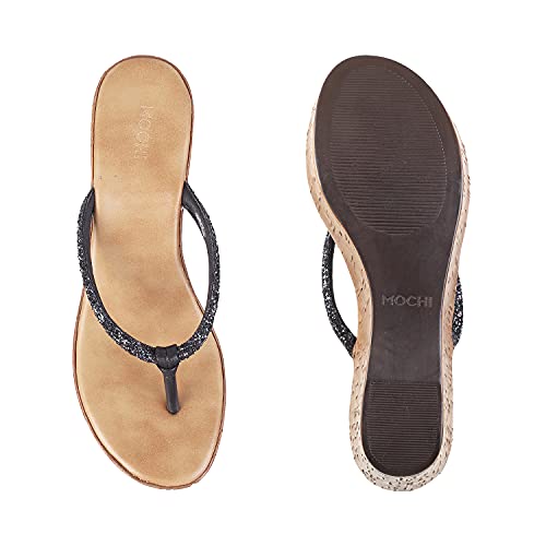 Mochi Women Black Synthetic Sandals 6-UK (39 EU) (34-9868)