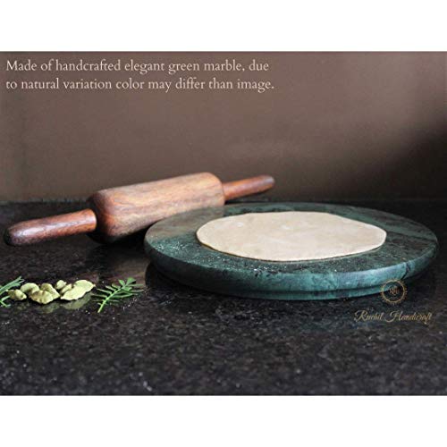 BALAJI Indian Green Marble Chakla | Rolling Pin Board | Roti Maker | Phulka Maker | Chapati Maker | Papad chakla for Home & Kitchen | Full Finished Marble Roti Maker Kitchen Utensil(9 Inch Diameter)