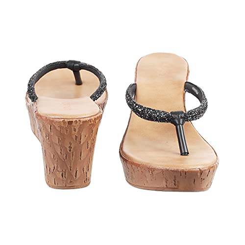 Mochi Women Black Synthetic Sandals 6-UK (39 EU) (34-9868)