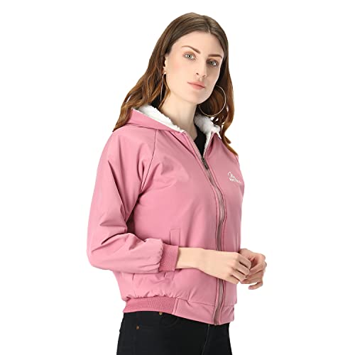 Lavozia Women's Winter Jacket Warm Jacket for Girls/Jacket Latest Stylish Solid Color Stylish Jacket Women's Quilted Jacket Regular Fit Jacket Full Sleeves Jacket (Pink, L)