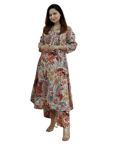 DHRUVI TRENDZ Cotton Blend Regular Women Kurta Set (DT-k2716&P138_Multi_M) Multicolour