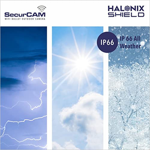 Halonix SecurCAM Wireless 3MP 3K Pro HD Wi-Fi Smart Home Security Bullet Camera| 8X Digital Zoom| 25 Meter Range| 2-Way Audio| Coloured Night Vision| IP66 All Weather | Live View | Intruder Alert