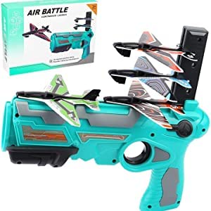 VGRASSP Catapult Toy Airplane, Pistol Shooting Game Toy Gun Air Battle Glider Airplane Launcher Toy for Kids Outdoor Sport Aircraft All Occasions Exciting and Fun Gift for Boys and Girls