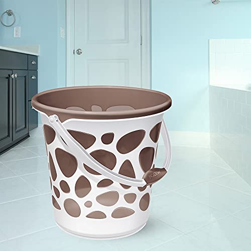 Milton Duplex Plastic Bucket With Handle, 16 Litres, Brown | Home | Bathing | Storage | Bathroom