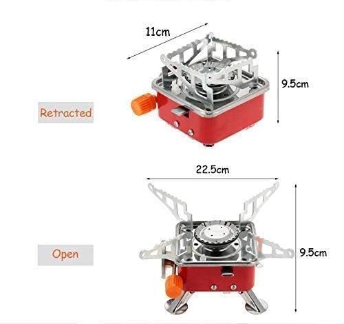 HEBEZON Aluminium Portable Butane Gas Burner/Stove For Camping With 1 Pc Butane Gas Can Picnic Folding Stove With Storage Bag (Square Stove)