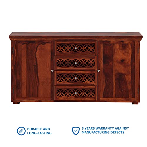 Amazon Brand - Solimo Machid Solid Sheesham Wood Sideboard Cabinet, Honey Finish, 2 Doors