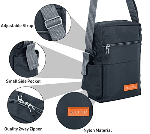 Storite Stylish Padded Small Nylon Sling Cross Body Travel Office Business Messenger One Side Shoulder Bag for Men Women (25x16x7.5cm) (Dark Grey)