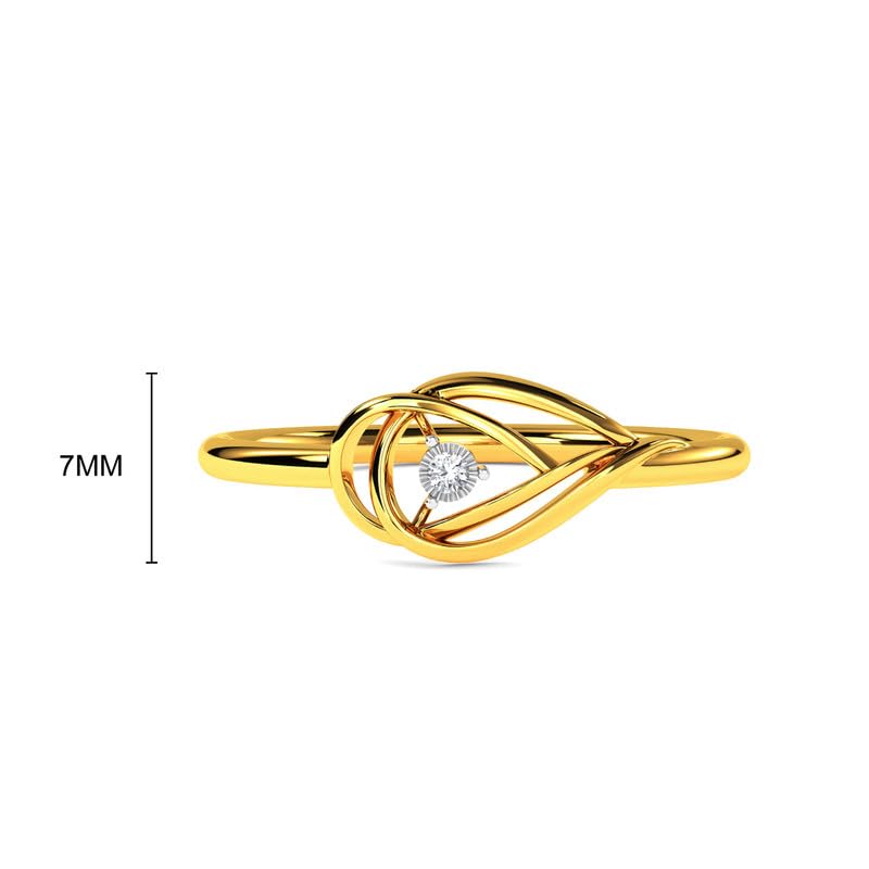 KISNA 14K Yellow SI Real Diamond Gold Ring for Women | Heart Rivka S13