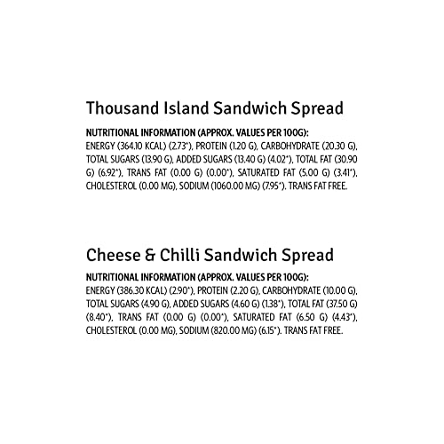 Veeba Sandwich Spreads Combo - Cheese n Chilli, 250g and Thousand Island Sandwich Spread, 250g - Pack of 2