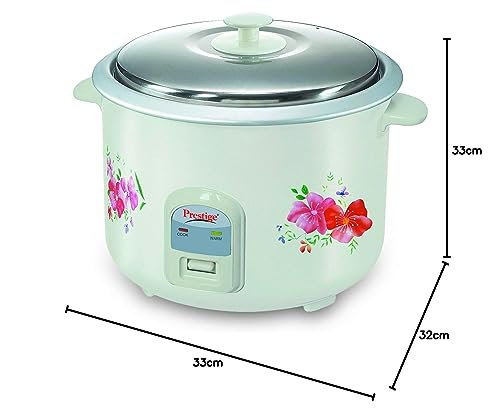 Prestige PRWO 2.8-2 Electric Rice Cooker 2.8L with Close Fit Lid|White|Raw capacity-1.7 liters|Cooked capacity-2.8 liters|Cooks for a large family