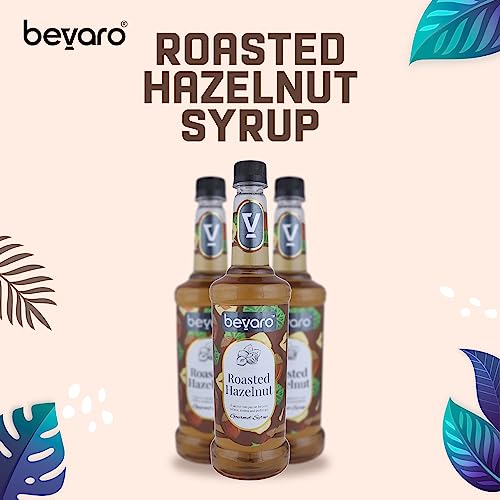 BEVARO Roasted Hazelnut Syrup, 300 ml, Flavoured Hazelnut Syrup for Coffee, Shakes, Hot Brew, Cold Brew, Mocktails, Beverages And Desserts