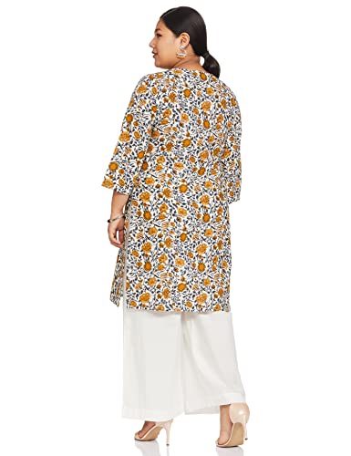 Amazon Brand - Myx Women's Cotton Regular Kurti (PAG 46_Grey Mustard_L)