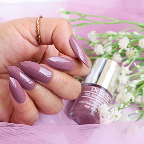 DeBelle Gel Nail Polish Majestique Mauve (Mauve Nail Paint)|Non UV - Gel Finish |Chip Resistant | Seaweed Enriched Formula| Long Lasting|Cruelty and Toxic Free| 8ml Glossy Finish