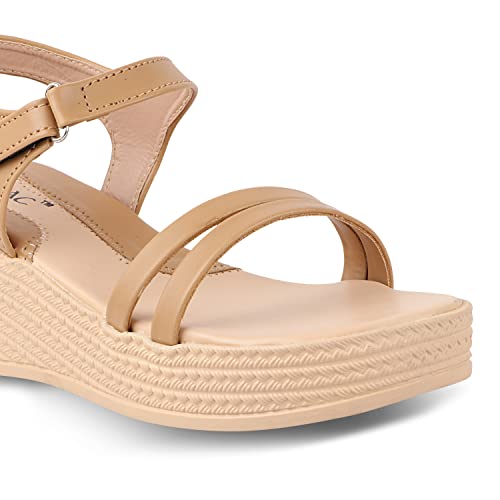 Mosac Women Beige Wedges Sandals Comfortable and Stylish Sandal Wedges