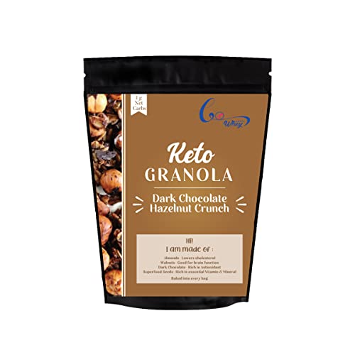 GoWhey Keto Granola, Dark Chocolate Hazelnut Crunch (250 g) | 1g Net Carb Per Serving | High Protein Breakfast| Healthy Snacks