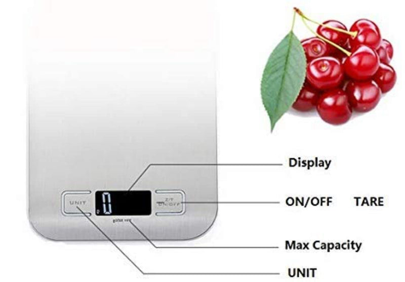 IONIX Stainless Steel Digital Electronic Kitchen Scale | Weighing scale, Digital Weight Machine, Weight Machine for Home Kitchen & Shop, Multipurpose Portable, Electronic Weight Machine, 10 Kg - With Back Light Pack of 01