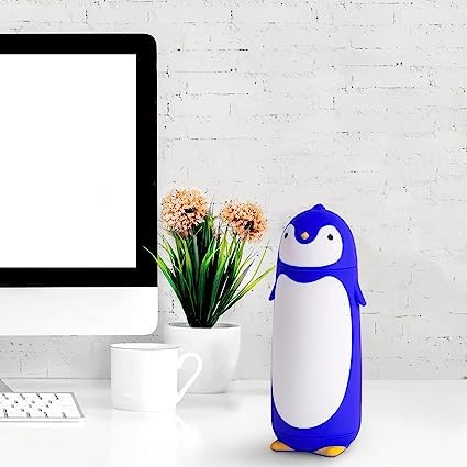 THE NORTHERN COMPANY Cute Mini Penguin Shape Travel Hiking Climbing Vacuum Flasks & Water Bottle Cartoon Style Cute Penguin Shaped Hot and Cold Water Bottle, Cartoon Bottle (Blue)