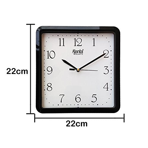 Ajanta Plastic Abstract Wall Clock (21.6 cm x 21.6 cm x 3.2 cm, Black)
