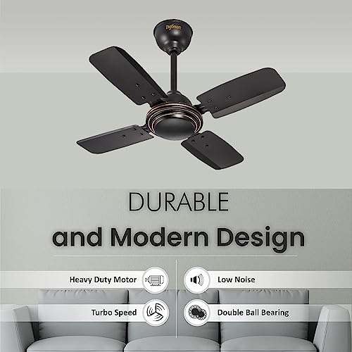 DIGISMART High Speed 850 RPM Uphaar 4 Blades (600MM) Anti DUST Coating Ceiling Fan Smoke Brown 2 Year Warranty (24 Inch Smoke Brown)