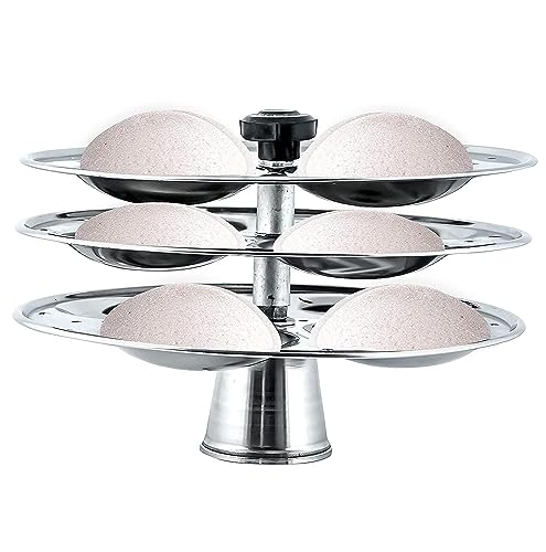 BLLUEX 3 Plates Stainless Steel Heavy Quality Idli Stand | Idli Maker Makes 12 Large Size Idlis |South Indian Breakfast(Model- JA118)