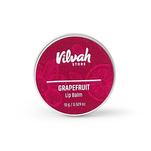 vilvah STORE Grapefruit Lip Balm | For Dry Damaged And Chapped Lips | Moisturizing Lip Balms | Enriched With Shea Butter, Unrefined Beeswax & Essential Oils | 10G (Multicolor )