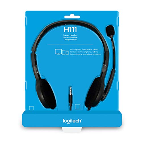 Logitech H111 Wired On Ear Headphones With Mic Black