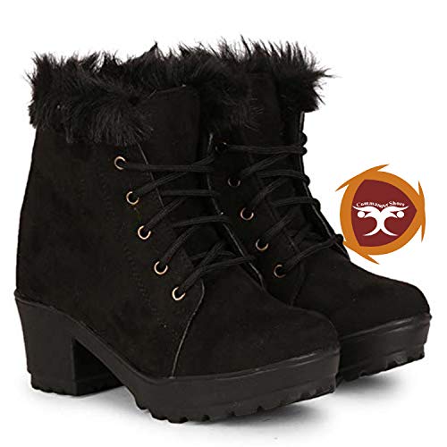 commander shoes Casual Heel Boots for Girls and Women (40, Black, 812)