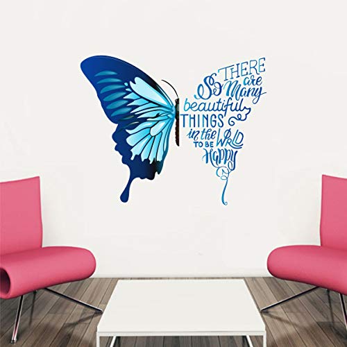 Decal O Decal' Blue Butterfly with Motivational Quotes ' Wall Stickers
