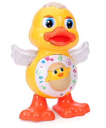 Toyshine Dancing Duck with Music Flashing Lights and Real Dancing Action (Battery Included),Plastic,Multi color,Pack of 1