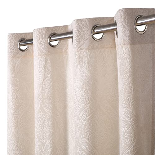 Ultica Fab Velvet Curtains for Door 7ft Set of 2 | Emboz Panels for Home and Office Decor | Eyelet Grommet Curtains for Living Room Kitchen Hall, 4 x 7 Feet (Cream)