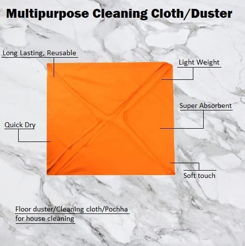 QUALCOSA KITCHEN Cotton Orange Cloth Duster Wet & Dry Cleaning Cloth Size 18 * 18 In (Pack of 6 Pcs)