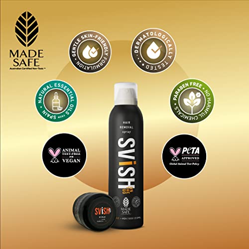 Svish On The Go Hair Removal Spray for Men Pack of 1 (200ml)|Made Safe Certified|Painless Body Hair Removal Cream Spray For Back, Chest, Under Arms & Intimate Areas etc|Post Hair Removal Cream (25gm)…