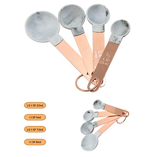 iBELL MCP08E Measuring Cups and Spoons with Copper Handle, for Cooking & Baking Cakes, Kitchen Cup and Spoon Set (8 Pieces)