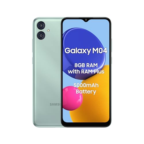 Samsung Galaxy M04 Light Green, 4GB RAM, 128GB Storage | Upto 8GB RAM with RAM Plus | MediaTek Helio P35 Octa-core Processor | 5000 mAh Battery | 13MP Dual Camera