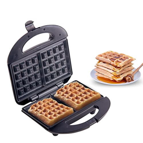 Lifelong LLWM105 750-Watt Belgian Waffle Maker for Home| Makes 2 Square Shape Waffles| Non-stick Plates| Easy to Use with Indicator Lights (1 Year Warranty, Black)