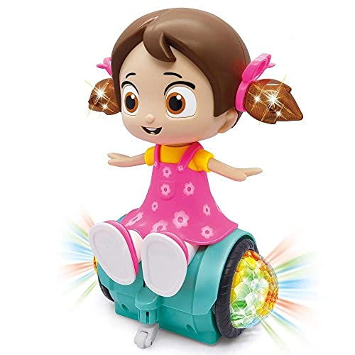 Toyshine 360 Degree Rotating Musical Dancing Girl Toy with Flashing Lights & Bump and Go Action, - Multi color (BATTERY INCLUDED)