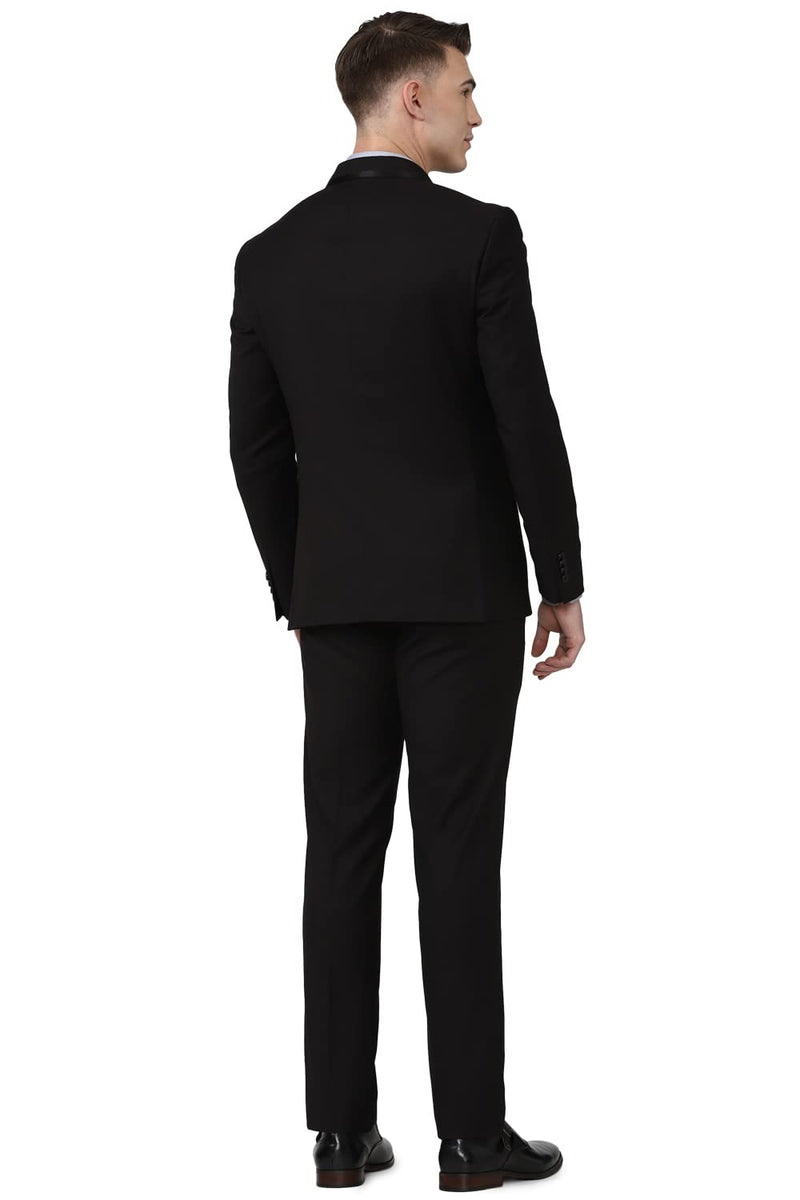 Peter England Men's Polyester Blend Two Piece Suit (PISUSNSF331973_Black