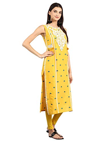 W for Woman Women's Cotton Kurta (18AUW17463-51144_Yellow_L (12))