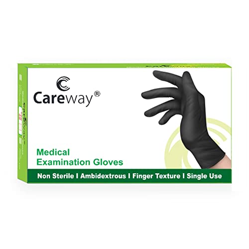 Careway Nitrile Black Surgical Disposable Medical Examination Hand Gloves, Non-Sterile Food Grade - 100 Pieces, Large, Pack of 1