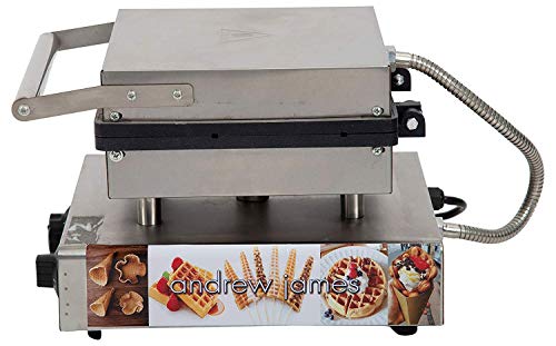 ANDREW JAMES Stainless Steel Commercial Use Lolly Waffletree Waffle Baker (Silver, Small) - 1 Year Warranty(Teflon Coating Isn't Covered) + Free Waffle Making Accessories (Silicone Tong, Spatula)