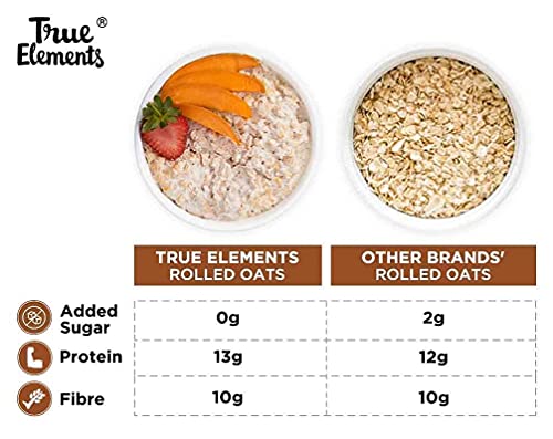 True Elements Rolled Oats 1.2 kg - Gluten Free Oats | Healthy Breakfast Cereal | Diet Food | Keeps you Full till Lunch |100% Wholegrain | Oats for Weight Management | High in protein and Fibre