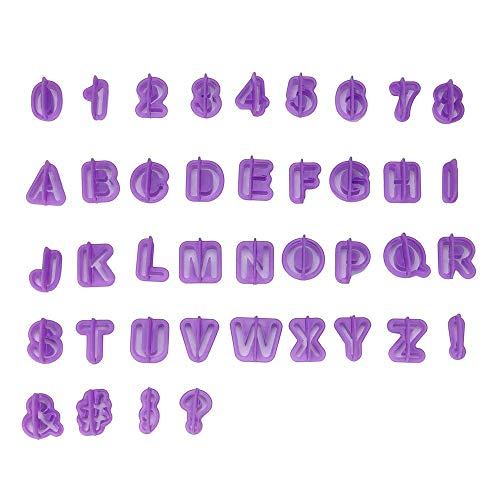 Grizzly® Alphabet Letter Number Fondant Cake Biscuit Baking Mould DIY Fondant Cake Embosser Cookie Cutters, Set of 40, Purple