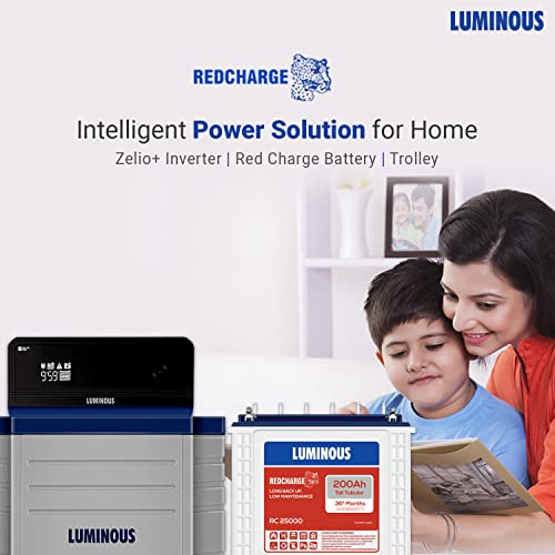 Luminous Inverter & Battery Combo with Trolley for Home, Office & Shops (Zelio+ 1100 Pure Sine Wave Inverter, RC 25000 200 Ah Tall Tubular Battery) - Blue