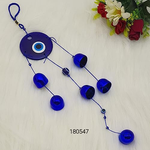 Metal Ws Evil Eye Wind Chime 6 Bells For Home & Office - Brings Positive Vibes & Removes Negative Energy | Evil Eye Wind Chime | Bad Energy Protector